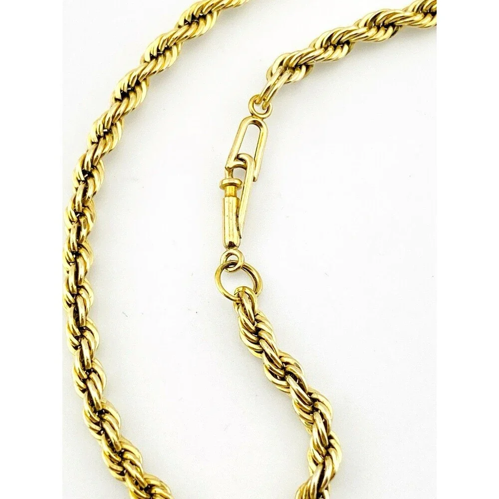 Vintage Gold Filled Rope Chain Bracelet 7 Inch 3mm Tube Clasp